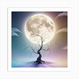 Full Moon Tree Art Print