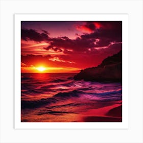 Sunset On The Beach 584 Art Print