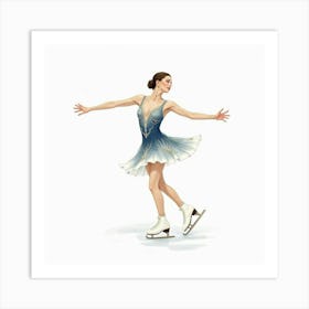 Graceful Watercolor Painting Of An Italian Figure Skater Performing On Ice Art Print