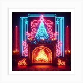 Neon Christmas Tree Art Print