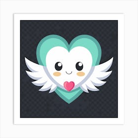 Illustration Of A Cute Heart With Wings Art Print