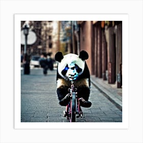 Panda Bear On Bike Art Print