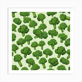 Seamless Pattern Of Broccoli 2 Art Print