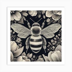 Bee And Flowers 9 Art Print