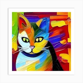 Colorful Cat Painting 1 Art Print