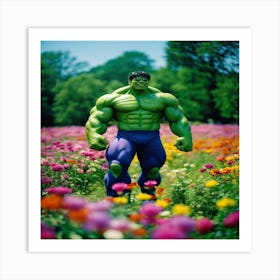 Hulk In Flowers Art Print