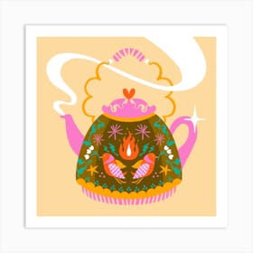 Lively Teapot Square Art Print
