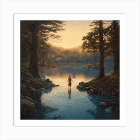 Girl In The Water Art Print