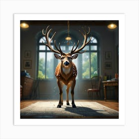 Deer In A Room 2 Art Print