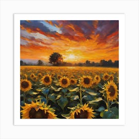 Sunrise Sunflowers Art Print