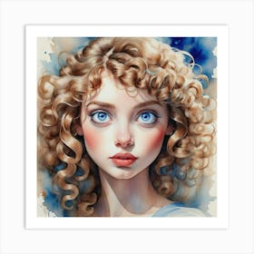 Girl With Blue Eyes 11 Art Print