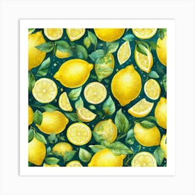 Lemons Seamless Pattern Art Print