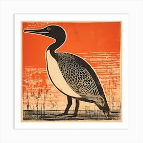 Retro Bird Lithograph Loon 2 Art Print