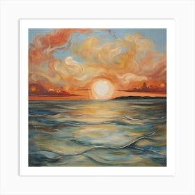 Sunset Over The Ocean Art Print