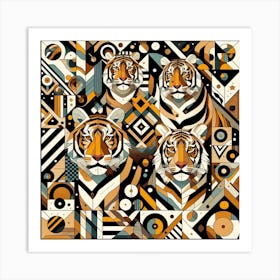 Geometric Art Tigers in the jungle 1 Art Print