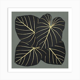 Black and gold leaves 3 Art Print