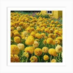 Golden Haven A Vibrant Meadow Of Blooming Mustard Yellow Flowers Art Print