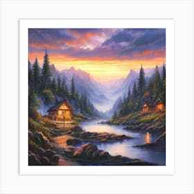 Landscape Painting Hd Hyperrealistic 4 Art Print