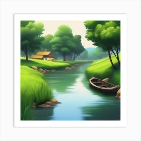 Landscape With A Boat Art Print