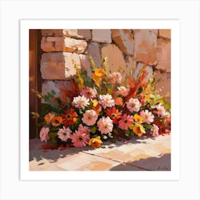 Flowers On The Steps Art Print