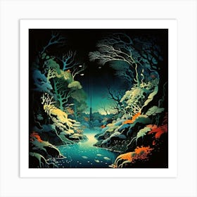 Forest At Night Art Print