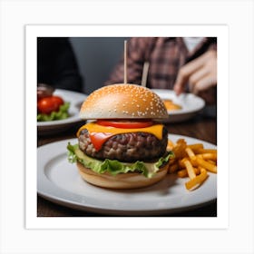 Burger At A Restaurant 1 Art Print