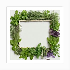 Frame Created From Herbs On Edges And Nothing In Middle (6) 1 Art Print