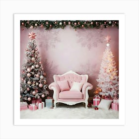 Pink Christmas Tree 9 Art Print