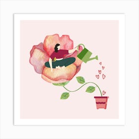 Watering Rose Art Print