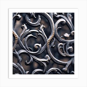 Close Up Of Wrought Iron Fence Art Print