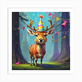 Birthday Deer Art Print