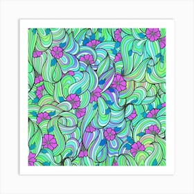 Abstract Hippy Flowers 03 Art Print