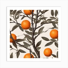 Oranges On A Tree Art Print