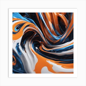 Abstract Swirl - whites orange and blueau Art Print