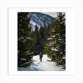 Woman Walks Through The Snow Art Print