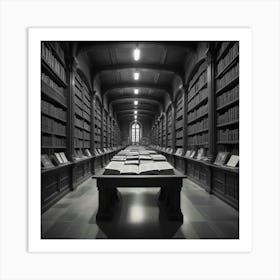 Library In Black And White Art Print