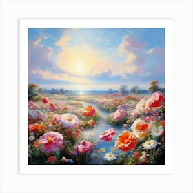 Bloemenzee Dutch For Sea Of Flowers Fields Of Flowers In A Dreamlike State With Swirling 9 Art Print