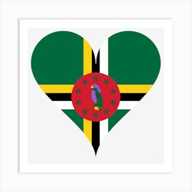 Heart Love Flag Antilles Island Caribbean Parrot Dominica Art Print