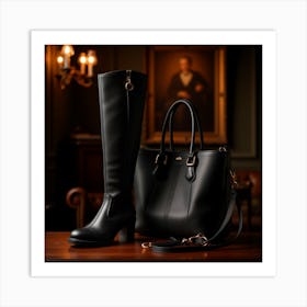 Black Boots And Handbag 3 Art Print