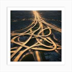 Highway Junction At Night Art Print