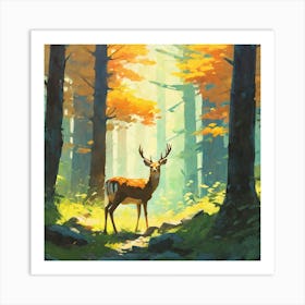 Deer In The Forest 47 Art Print