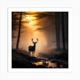 Deer In The Forest art print 5 Art Print