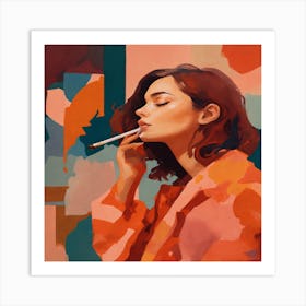 Woman Smoking A Cigarette Art Print