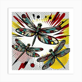 Pop Dragonflies Art Print