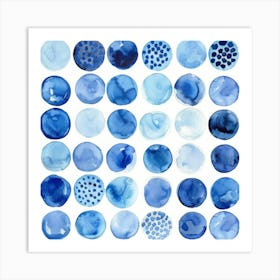 Blue Watercolor Circles 2 Art Print