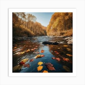 Autumn Leaves In The River Art Print