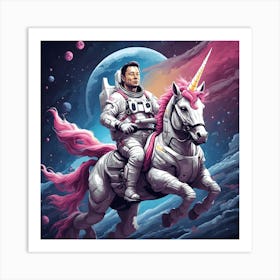 Elon Musk Unicorn Rider Art Print