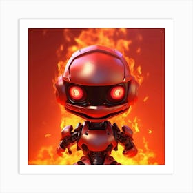 Robot In Flames Art Print