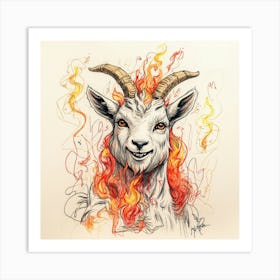 Goat On Fire 42 Art Print