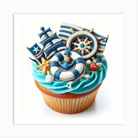 Nautical Cupcake Art Print